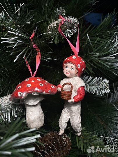 Набор елочных игрушек ссср, из ваты, комплект