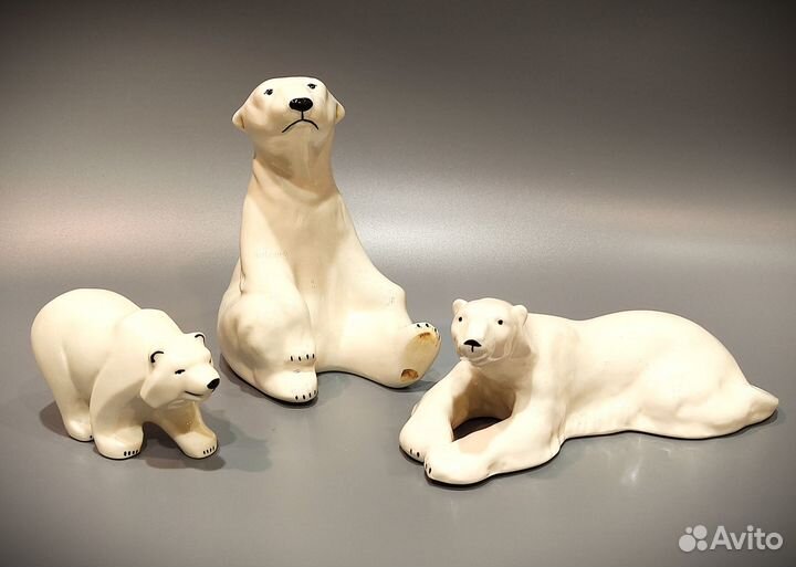 Статуэтка Белый медведь 3шт фарфор
