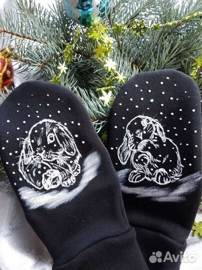 Варежки с ручной росписью