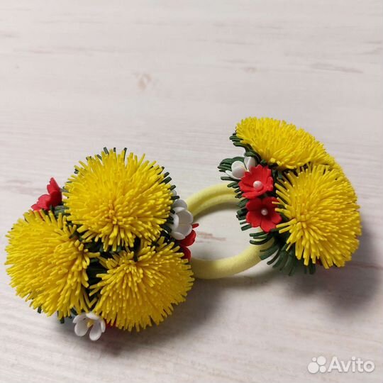 Одуванчики заколка, резинка, ободок