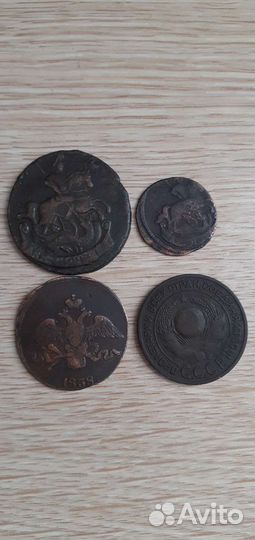 Монеты 2к-1770 2к-1838 3к-1924 денга-1760