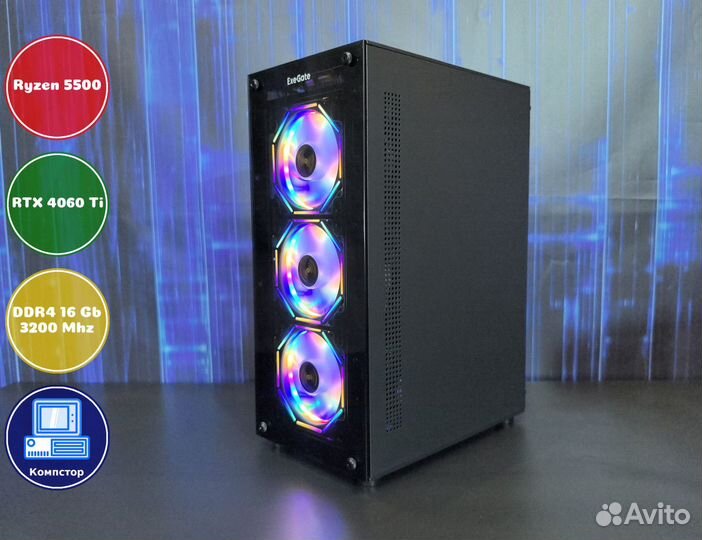 Системный блок AMD5500-RTX4060Ti-16DDR4-IDH095-A520