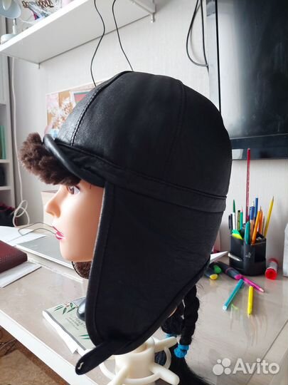 Зимняя шапка натуральная кожа и мех