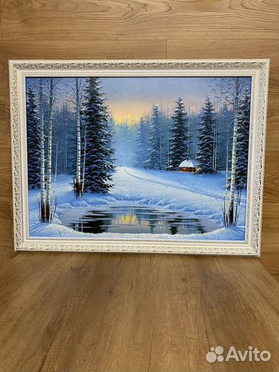 Картина маслом на холсте пейзаж в раме