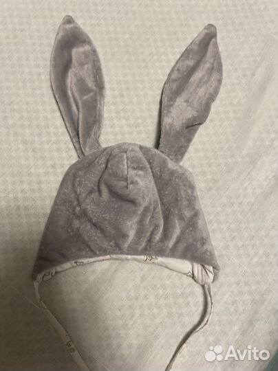 Демисезонная шапка с ушками 3-6 мес