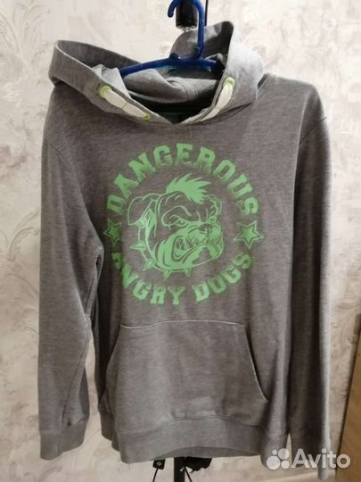 Толстовка с капюшоном серая рост 152