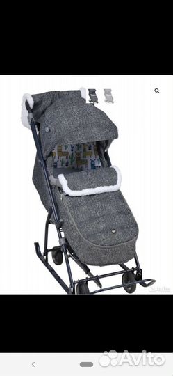 Новые санки коляска Nika наши детки 6(серый)