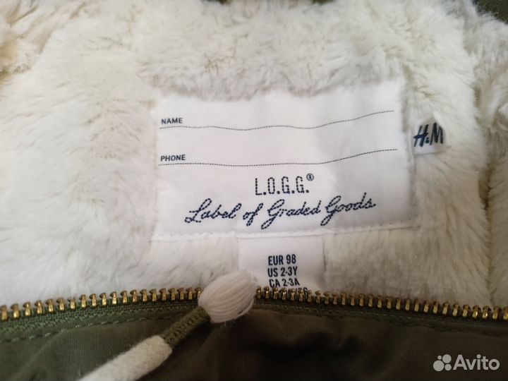 Утепленная парка hm для девочки 98