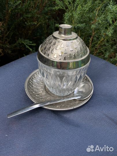 Горчичница СССР на подставке с ложкой