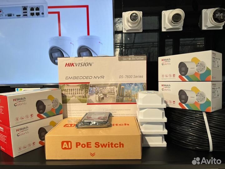 Видеонаблюдение полный комплект 3 камеры