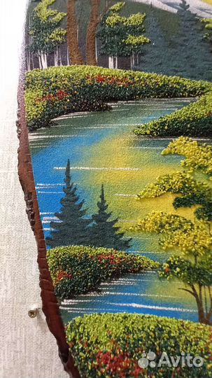 Картина на срезе дерева