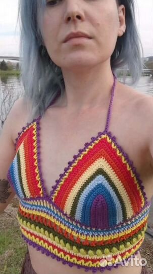 Кроп топ вязаный Радуга