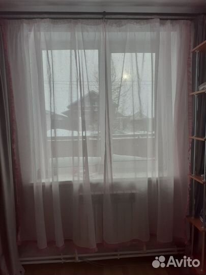 Комплект нежнорозовой портьеры из льна