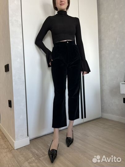Бархатные брюки черные Calvin Klein размер 40-42
