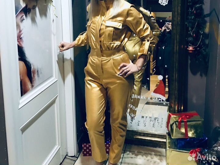 Кожаный комбинезон женский 42-44