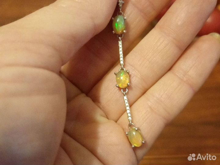 Серьги серебро с опалом