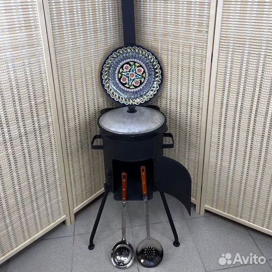 Казан чугунный с печкой