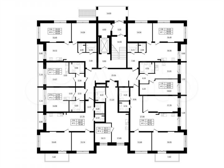 2-к. квартира, 65,1 м², 1/9 эт.