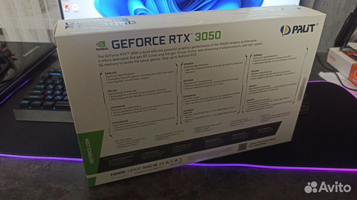 Видеокарта Palit GeForce RTX 3050 8gb (2 вентелято