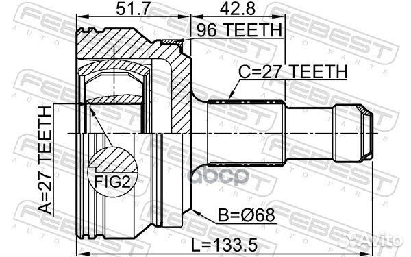 1610-212A96R ШРУС наружный задний к-кт 27x68x2