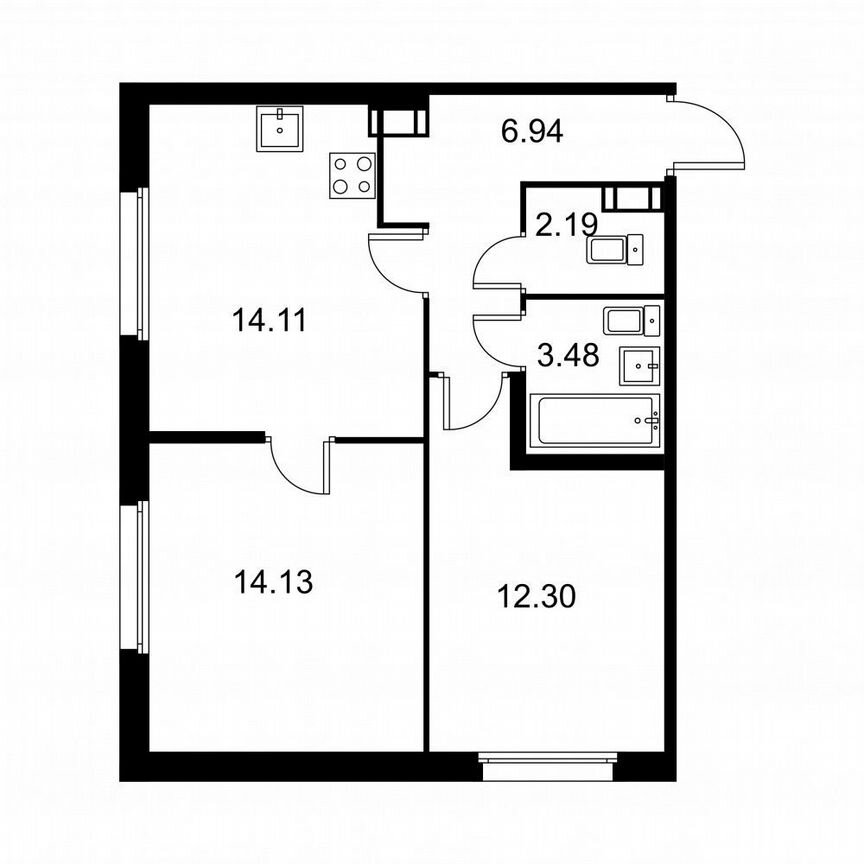 2-к. квартира, 53,2 м², 7/9 эт.