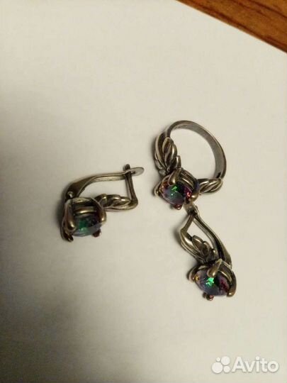 Кольцо и серьги винтаж