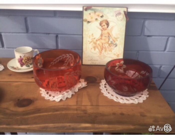 Рубиновое стекло ссср, кахла райские птицы винтаж
