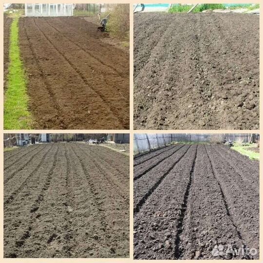 Вспашка земли мотоблоком, уборка участков