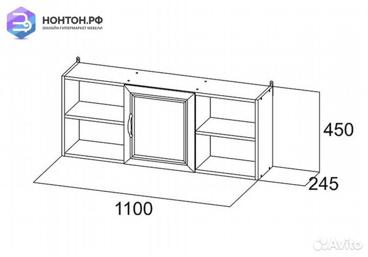 Полка навесная Вега дм-10 1.1 м сосна карелия