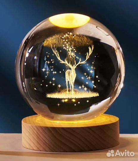 Ночник светильник Стеклянный шар 3D декоративный