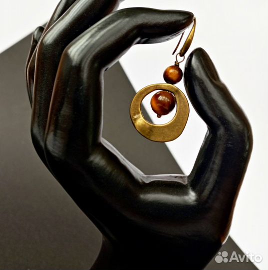 Серьги Тигровый глаз Этника Античная бронза
