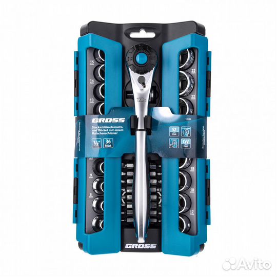 Набор торцевых головок, трещотка 120 зубьев, 36 пр