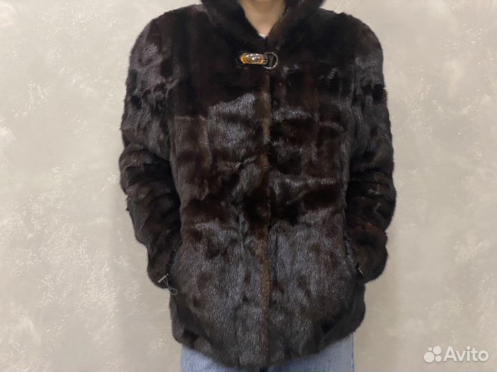 Шуба норковая с капюшоном