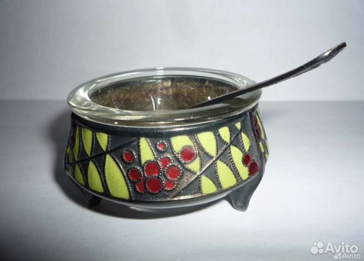Солонка мельхиор эмаль СССР
