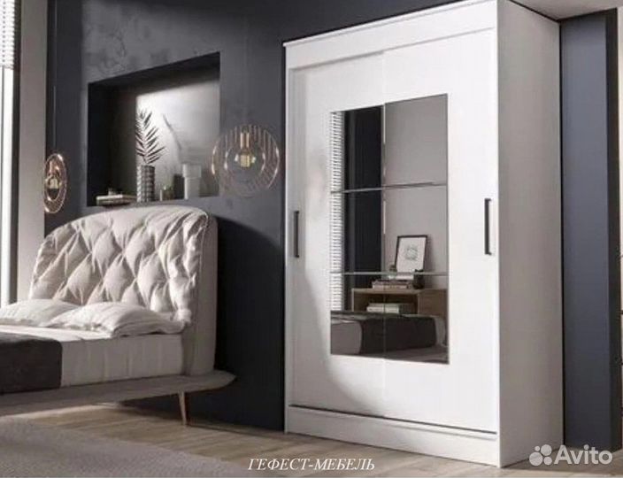 Шкаф-купе Элегант 1 Белый гладкий