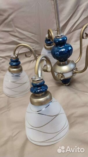 Люстра бронзовая с фарфором СССР