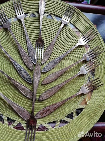 6 вилок из мельхиора