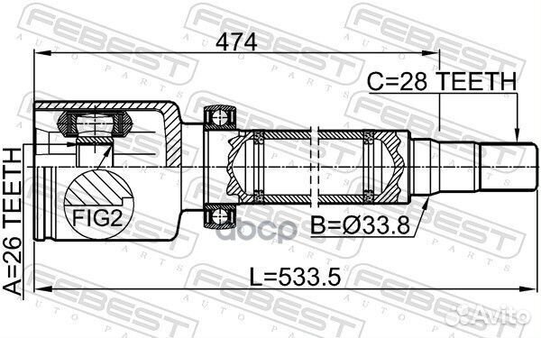 ШРУС внутренний правый 26X33.8X28 подходит для