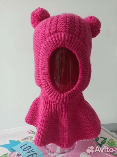 Шапка шлем зимняя для девочки 44-46 (1-2 года)