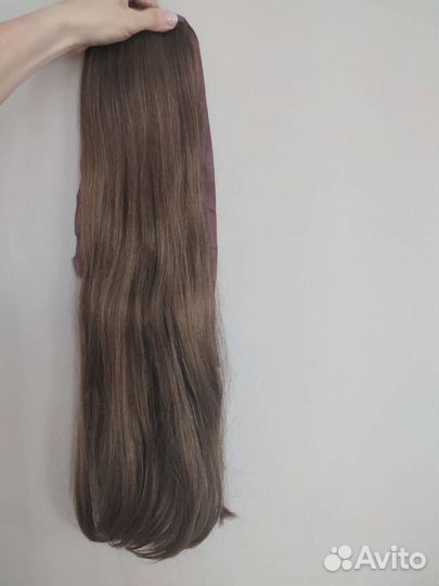 Волосы для наращивания шиньон хвост на ленте 60 см