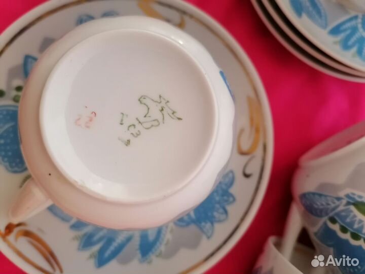 Сервиз чайный, голубой синий колокольчик вербилки