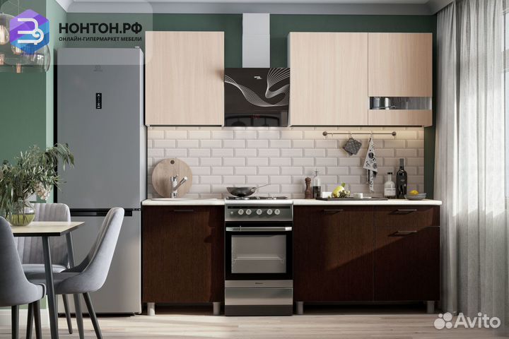 Кухня Адель 1.7 м дуб млечный / дуб венге