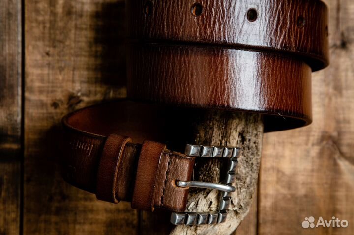 Ремень мужской из бычьей кожи ручная работа