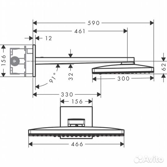 Верхний душ Hansgrohe Rainmarket Select 460 3jet