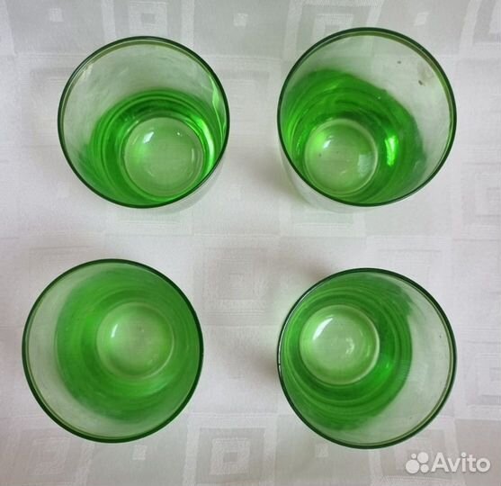 Стопки СССР. 3 шт. Цветное зелёное стекло