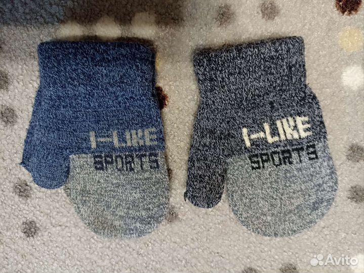 Тонкие варежки на 1,5-2 года