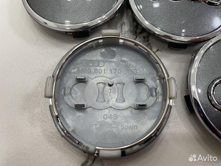 Колпачки в диски Audi 61 мм графит серые колесные