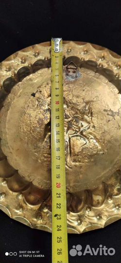 Тарелка панно, латунь, 60-е гг, ручная работа