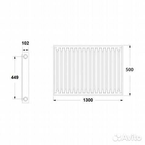 Радиатор стальной 22/500/1300 нижнее подключение