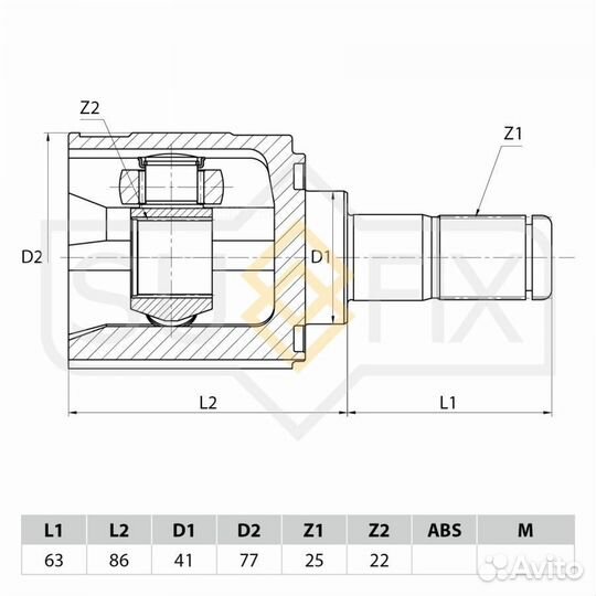 Sufix ST-1119 шрус внутренний перед лев
